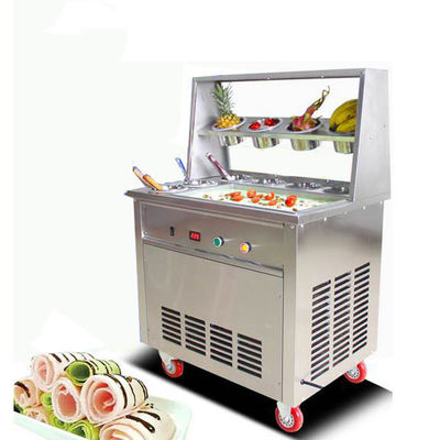 ダブルパン アイスクリーム機 冷蔵庫で揚げ / アイスクリームローラー機 タイの揚げ